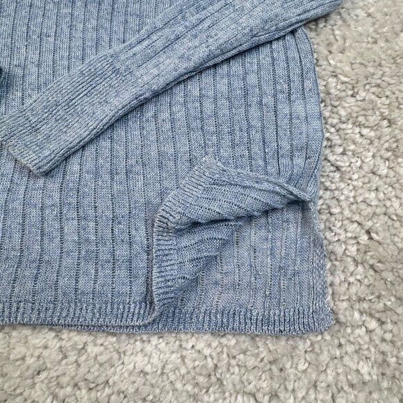 White + Warren Linen V-Neck Sweater Blue - Picture 6 of 8